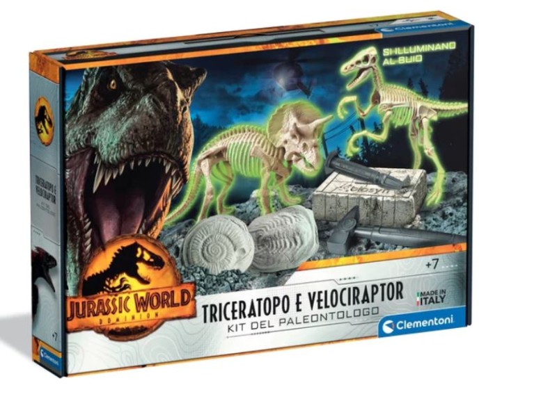 Dinosauri e Preistoria Triceratopo e Velociraptor laboratorio