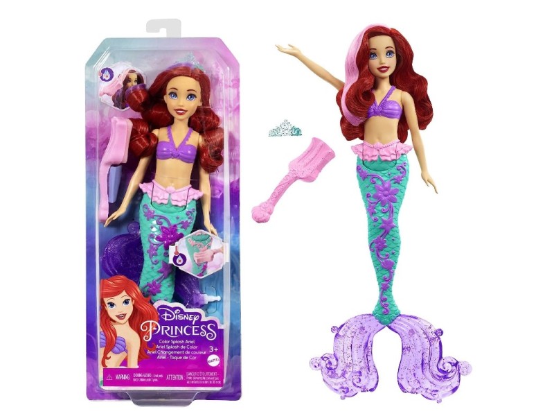 Bambola Ariel Sirenetta Disney Princess con capelli e coda che Cambiano Colore 