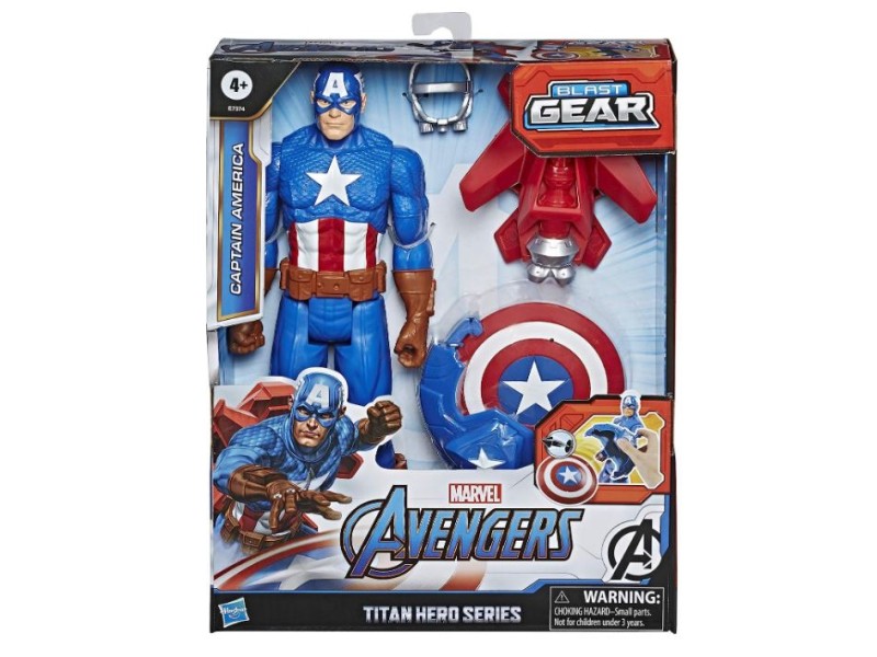 Capitan America Avengers con accessori scudo lancia colpi Blast Gear
