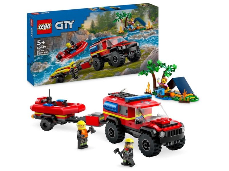 LEGO City Fuoristrada Antincendio e Gommone di Salvataggio Pompieri 60412