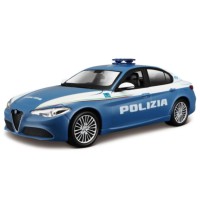 Auto Alfa Romeo Giulia Polizia con sportelli apribili in scala 1:24 Metallo